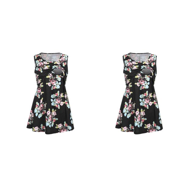 Jumpingount Camisa de maternidad para mujer, blusa de lactancia, manga superior, cuello negro METRO 2piezas