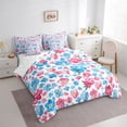 thumbnail image 3 of jejeloiu Cartoon Cute Floral 7pcs Bedding Comforter Set,Kawaii Flowers Blossom Queen Bedding Sets,Pink Blue White Queen Sheet Sets For Girl,Ultra Soft Home Decor Reversible, 3 of 8