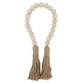 thumbnail image 2 of Natural Wood Bead Garland, Hand Made Farmhouse Beads Light Weight With Tassels For Family, 2 of 8