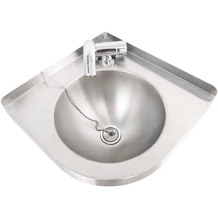 Wall Mount Corner Sink, Triangular Stainless Steel Sink with Faucet Easy to Install Bathroom Vanity Vessel Sink for RV, Home