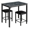 thumbnail image 5 of Resenkos Dining Room Table Set,Dining Table Set,3 Piece Counter Height Dining Set Faux Marble Table-Black, 5 of 8