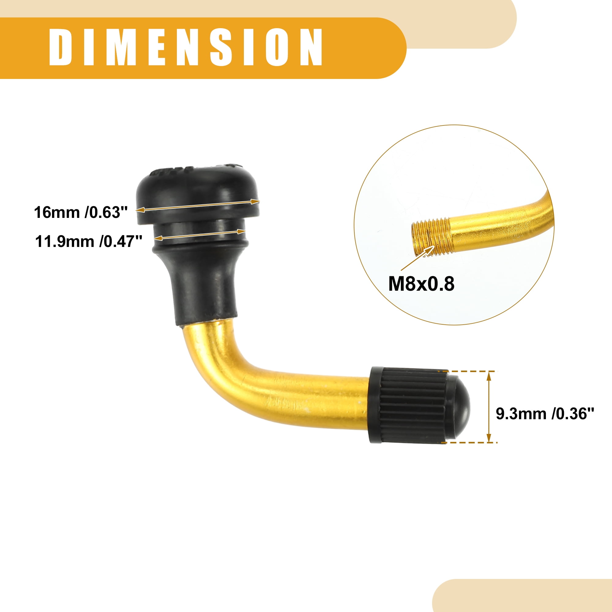 Unique Bargains 5 Pcs Universal Tubeless Tire Valve Stem - Stainless Steel Gold Tone PVR50