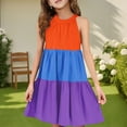 thumbnail image 2 of Robe d'Été Sans Manches à Empiècements pour Filles, Jupe à Volants, Col Rond, Mélange Doux Polyester-Spandex, Robe d'Été Décontractée Respirante, Lavable à la Machine, 2 of 7
