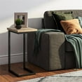 thumbnail image 2 of Allora 18"W Solid Wood and Metal C-Shaped End Table in Distressed White Wash, 2 of 7
