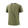 thumbnail image 3 of HomeDM Men's Workout Shirts Summer Quick Dry Short Sleeve Crew Neck Athletic T-Shirt for Fitness Running, Green, Size L, 3 of 6