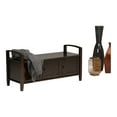 thumbnail image 1 of SIMPLIHOME Warm SOLID WOOD 44 inch Wide Entryway Storage Bench with 3 Doors, Multifunctional Transitional in Tobacco Brown, 1 of 4