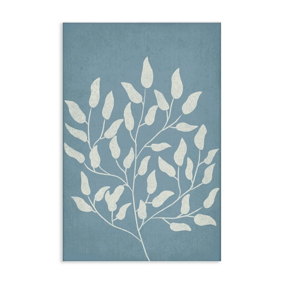 Stupell Industries Leaf Impressions on Blue Plants & Flowers Painting Wrapped Canvas Art Print Wall Art, 16 x 24