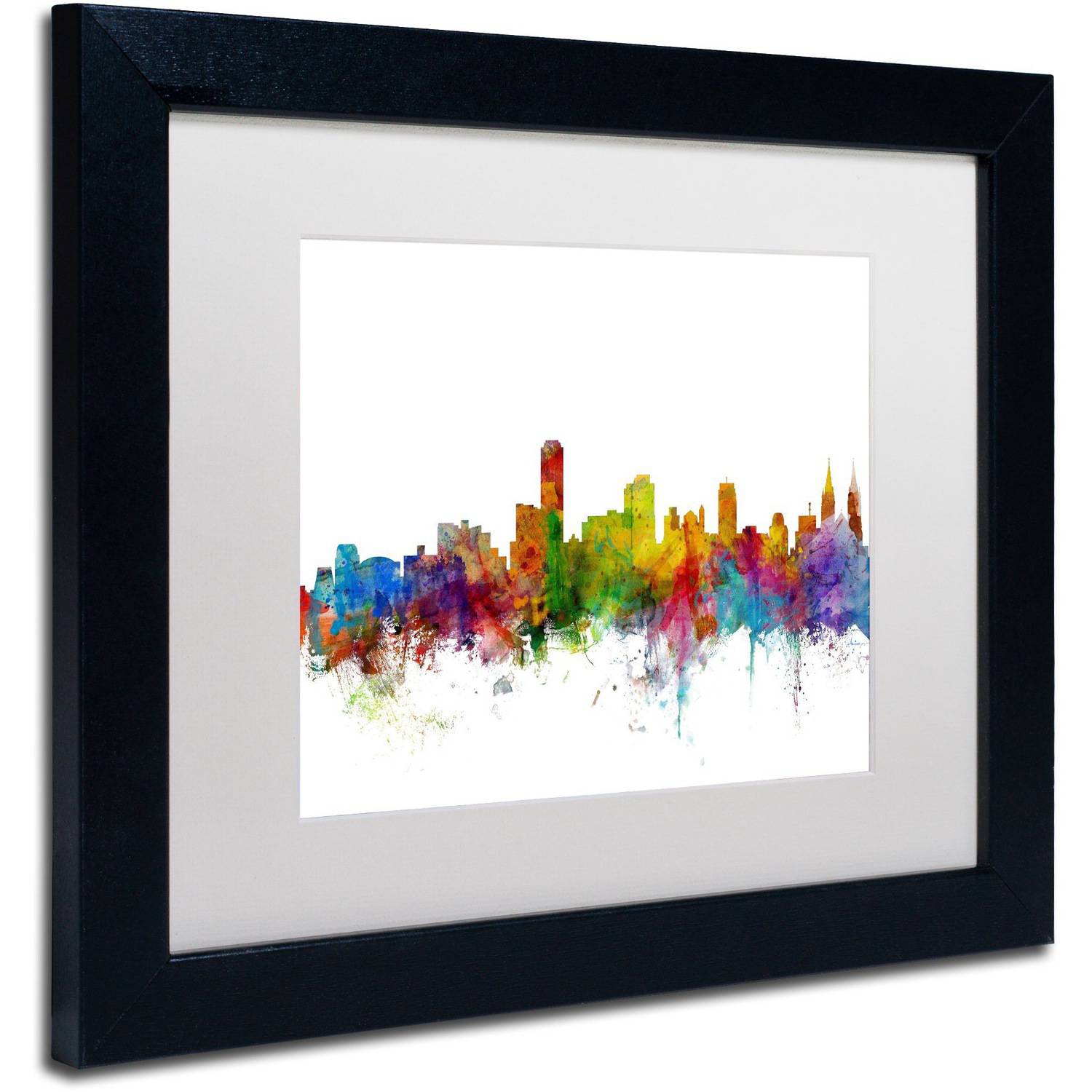 Trademark Fine Art "Adelaide Australia Skyline II" Canvas Art by Michael Tompsett White Matte, Black Frame