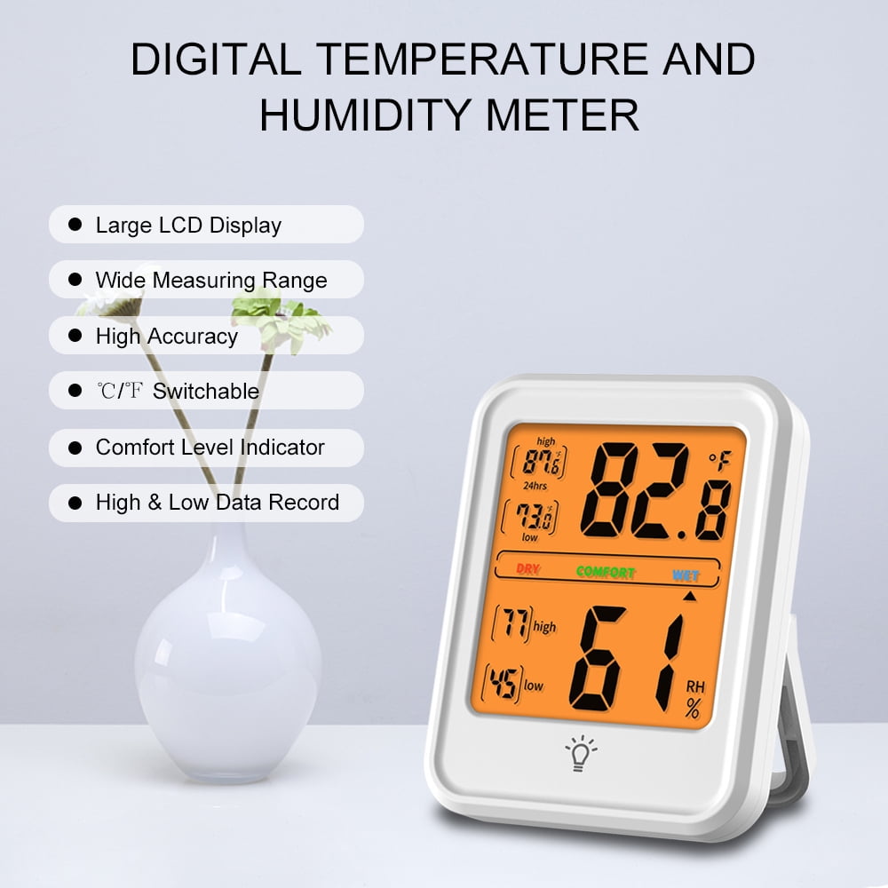 Tomshine Digital Hygrometer Indoor and Humidity Gauge Monitor Meter with  Large LCD Display for Home Bedroom Office Greenhouse 