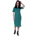 thumbnail image 1 of Moomaya Robe Droite à Manches Courtes pour Femmes, Unie, Décontractée, Coupe Ample, avec Poches, 1 of 6