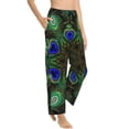 thumbnail image 6 of Salouo Peacock Feathers Print Women's Pajama Pants Casual Loose Sweatpants PJs Flowy Pants Drawstring Palazzo for Women Wide Leg Pants Lounge Pajama -Medium, 6 of 8