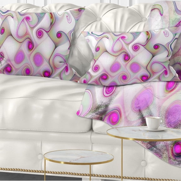 Designart Pink Fractal Pattern with Swirls - Abstract Throw Pillow - 12x20