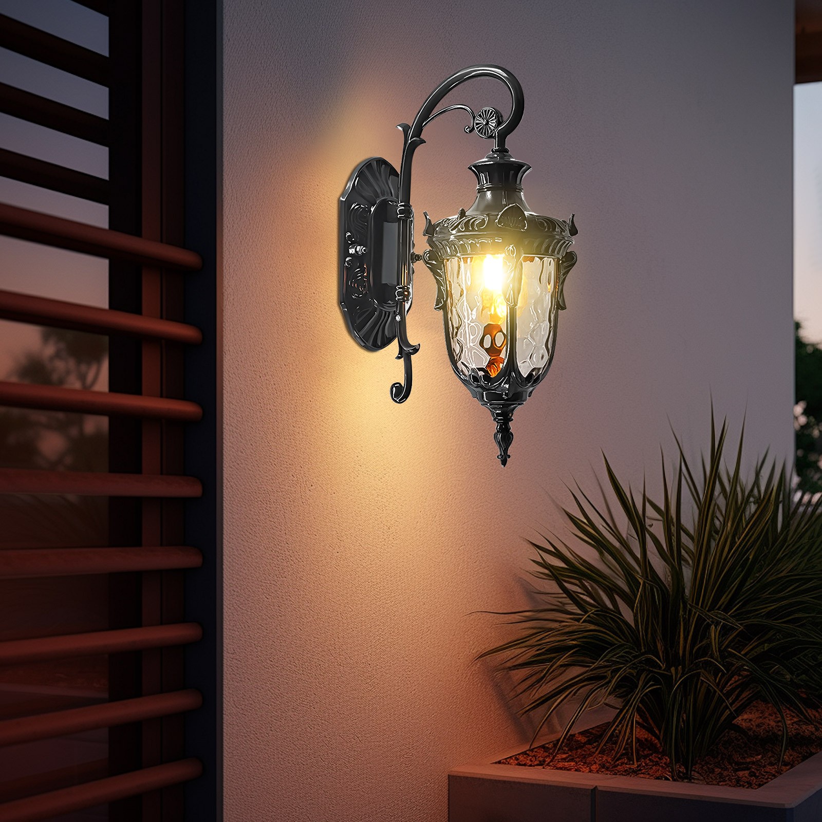 Retro Exterior Wall Light Sconce Outdoor Patio Porch Lamp Lantern Fixture Black for Front Door,Hallways