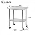 thumbnail image 5 of 24×30×33.4 Inch NSF Commercial Stainless Steel Prep Table with Lockable Wheels 400LBS Capacity Adjustable Undershelf Detachable Side Hook for Restaurant Kitchen Garage Steel Gray, 5 of 10