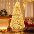 thumbnail image 3 of Patiojoy 7 FT Artificial Christmas Tree Pre-lit Xmas Tree with  Branch Tips LED Lights Silver Tinsel Leaves, 3 of 9