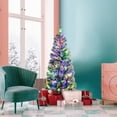 thumbnail image 2 of Patiojoy 6FT Pre-lit Snow Flocked Christmas Pine Tree, Hinged Artificial Xmas Tree W/ 200 Remote-controlled Multi-Color LED Lights, 2 of 10