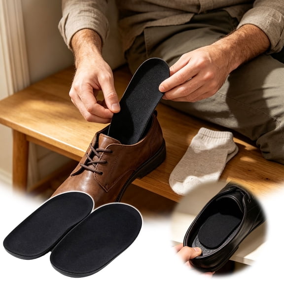 Height Increase Insoles Self-Adhesive Shoe Lift Pads – 0.59" Soft Silicone Heel Cushion Inserts for Boots Sneakers & Casual Shoes Black