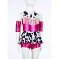 thumbnail image 4 of inhzoy Kids Girls Western Cowgirl Outfits Tassel Metallic Gloss Bodysuit with Arm Sleeve for Stage Hot Pink 14, 4 of 7