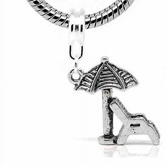 Sexy Sparkles Beach Chair Charm Dangle Bead Spacer for Snake Chain Charm Bracelet - Zinc Metal Alloy, 1 Bead