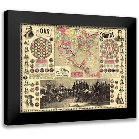 Purley 14x12 Black Modern Framed Museum Art Print Titled - United States, Declaration Signing - Purley 1859