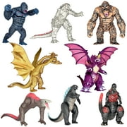 Exclusive Set of 8 Monster Dinosaur vs Kong Toys Movable Joint Action Figures, King of The Monster Dinosaur Shin Ghidorah Skull Crawler Destoroyah Mecha Mechagodzilla Cake Toppers Pack