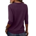 thumbnail image 5 of Uootdi Gift Office Tops for Women Round Neck Ribbed Knit Elbow Sleeve Womens Tops Slim Fit Office Wear Comfortable Womens Blouses, 5 of 7