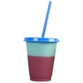 thumbnail image 1 of Creative Color Changing Cup with Lid and Straw Reusable Plastic Short Cold Drink Cup for Adult Children(Orange), 1 of 2