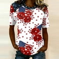 thumbnail image 2 of Wang6 Womens 250th Anniversary USA Shirts Color Blocking America Flag T-Shirts Plus Size Loose 4th of July Tops Independence Day Patriotic Graphic Tees Y_0528liWhite XXXL, 2 of 4