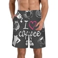 thumbnail image 2 of Uemuo I Love Coffee Pattern Men's Swim Trunks Hawaiian Beach Bathing Suit Swimsuits Beach Quick-Dry Shorts with Pockets-3X-Large, 2 of 9