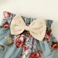 thumbnail image 7 of Tiijoy Girls Ruffles Short Sleeve Ribbed Romper Bow Floral Shorts Headband Outfits, Sizes 9-12M, 7 of 7
