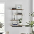 thumbnail image 4 of Danya B. Rhodes 4 Tier Modern Floating Windowsill Wall Shelf Unit with Black Metal Frame and Light Walnut MDF Shelves, 4 of 11
