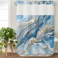 thumbnail image 3 of Blue Marble No Hook Shower Curtain Waterproof, Bathroom Curtains with Snap in Liners and See Through Top Window, Modern Contemporary Luxury Yellow Hotel Style Bathtub Curtains Shower 72"Wx84"L, 3 of 8