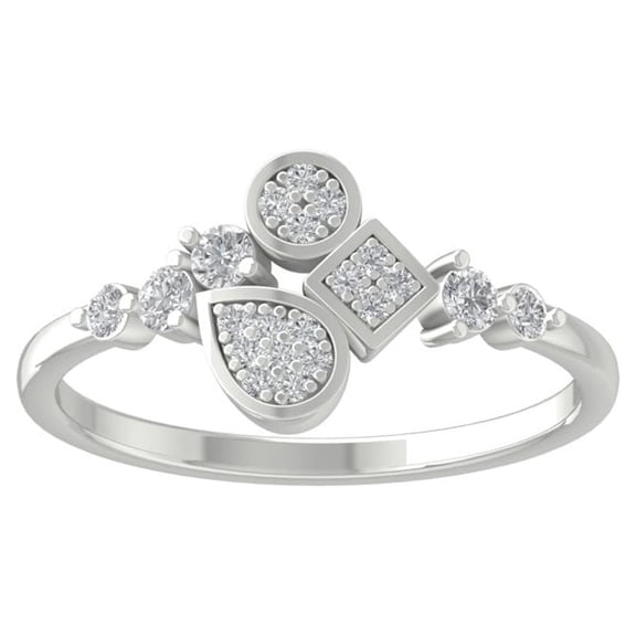 Araiya 10K White Gold Round Cluster Diamond Engagement Ring (1/4 cttw, I-J Color, I2-I3 Clarity), Size 10