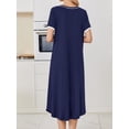 thumbnail image 4 of KISSGAL Plus Size Nightgowns for Women Button Front Henley Neck House Dress Short Sleeve Soft Pajamas Dress Sleepwear, 4 of 8
