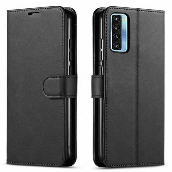 TCL 20S Case, [Not Fit TCL 20 PRO 5G/TCL 20L], W/[Glass Screen Protector]Starshop Leather Wallet-Black
