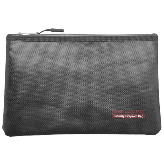 Portable Fireproof Fiberglas Money Deposit Bags, Black