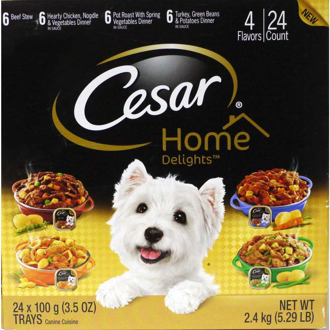 Cesar Home Delights Variety Wet Dog Food, Cans, 2.5 Oz, Case Of 24