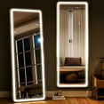 thumbnail image 4 of BEAUTYPEAK 68" x 26" LED Rectangular Full Length Mirror Standing Floor Mirror with Safe Corners,White, 4 of 7