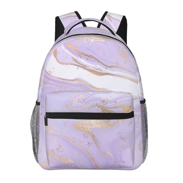 Easygdp Lavender Glitter Foil Stripes Mochila Ergonómica Versátil para Laptop - Múltiples Bolsillos, Correas Ajustables, Unisex para Escuela, Viajes y Actividades al Aire Libre-One Size