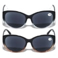 thumbnail image 2 of 2 Pairs of Womens Fully Magnified Outdoor Reading Sunglasses - Full Tint Readers - Oversized Leopard Jackie O Vintage +4.00, 2 of 3
