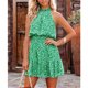 thumbnail image 5 of ICHUANYI Clearance Fashion Women Summer Floral Print Sexy Halter Casual Sleeveless Dress(Green, L) ICHUANYI WER2023080809444, 5 of 9
