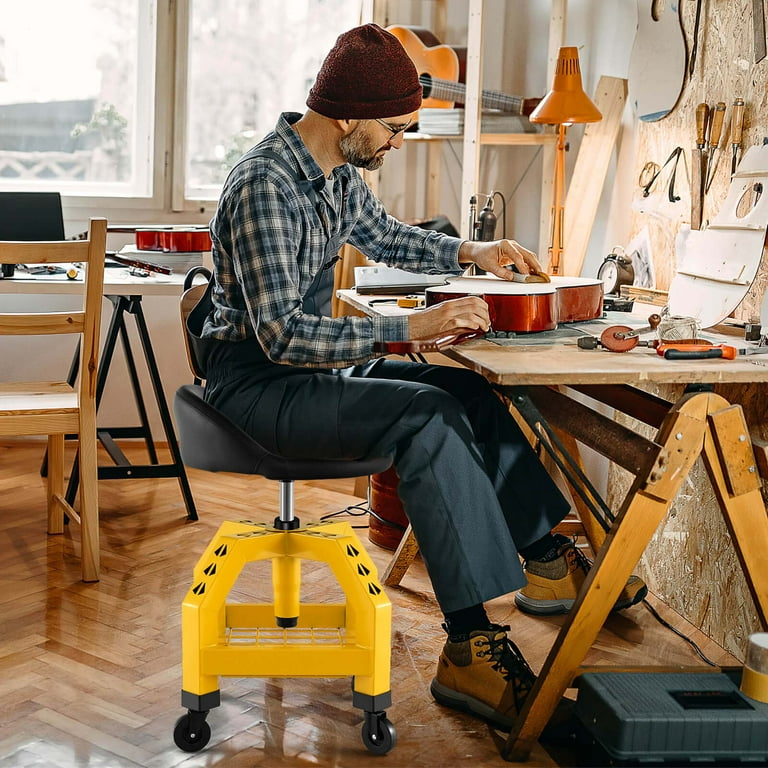 Costway Rolling Seat Mechanic Stool Chair with Tool Tray 4 Costway Rolling Seat Mechanic Stool Chair with Tool Tray 4