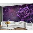 thumbnail image 2 of Purple Rose Wall Mural- European Style Wall Murals For Living Room Bedroom, Rose Mural 110"W x 79"H (Not Peel and Stick), 2 of 6