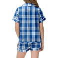 thumbnail image 4 of 2 Pieces Pajama Set for Kids Girls Plaid Silk Pajamas Girls stain Short Sleeve Easter Sunday Soft Fit Festival Trendy Fashion Loungewear SetWith Pockets #Blue 6-7 Years, 4 of 4