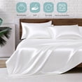 thumbnail image 5 of MR&HM Satin Sheet Set Queen 4 Pcs, Silky Elegant Luxurious Queen Size Bed Sheets, with Flat Sheet, Deep Pocket Fitted Sheet for Mattress and Matching Satin Pillow Cases (Queen Size, Ivory), 5 of 7