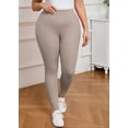 thumbnail image 2 of SHOWMALL Women Plus Yoga Pants High Waist Tummy Control Leggings Light Taupe 4X Workout Running Yoga Leggings for Women, 2 of 10