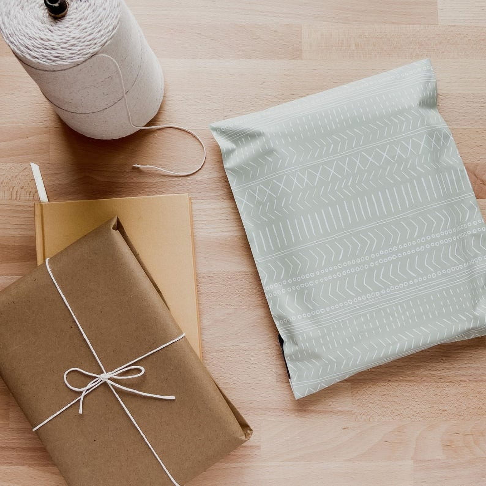Poly Mailers Shipping Bags Packaging For Small Business – Geo Boho Pastel Green (12x15.5) Mailing Plastic Envelopes | Pack of 200