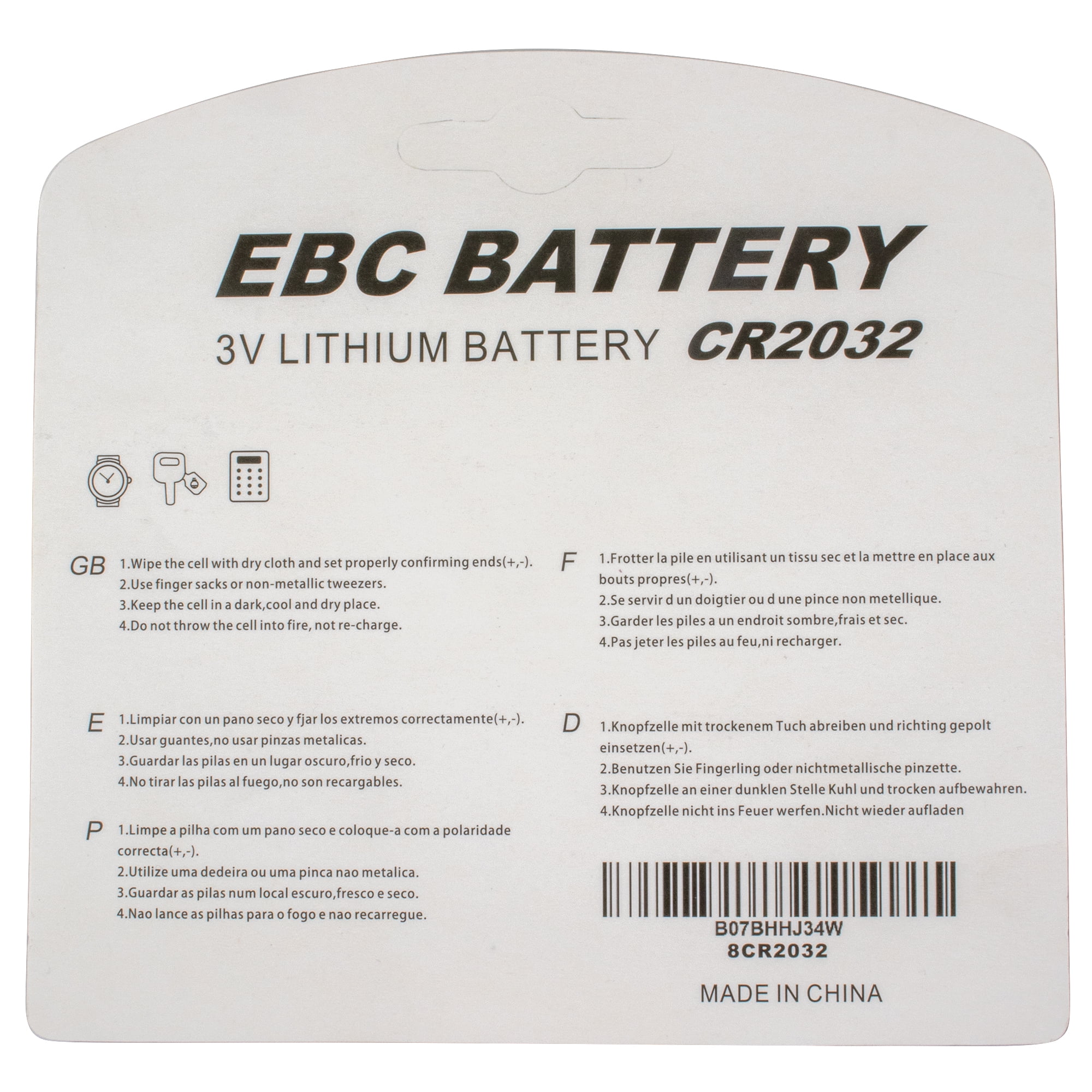 Pile au lithium CR2032 3V (pack de 4)