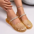 thumbnail image 6 of Jelly Sandals for Women, Stylish Transparent Jelly Shoes Comfortable Breathable Mesh Closed Toe Slip on Beach Slides with Rhinestones Strap, 41, 6 of 6