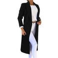 thumbnail image 2 of Juebong Women's Winter Wool Coat Casual Notch Lapel Double-Breasted Peacoat Fall Windproof Mid Long Pea Trench Coat Overcoat Black,L, 2 of 6